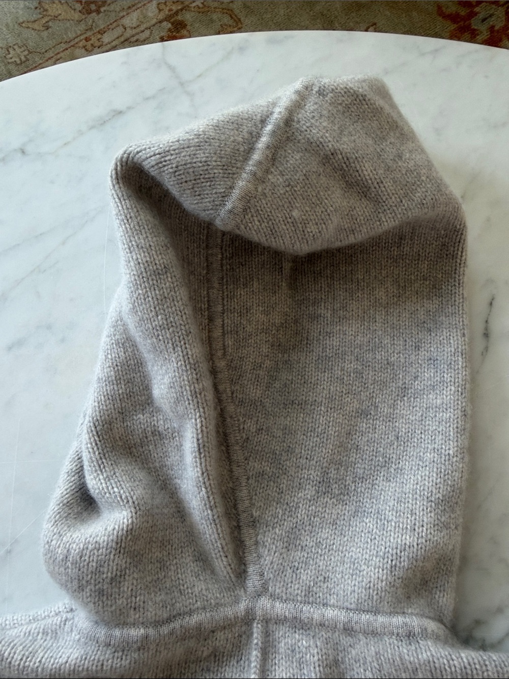 Signature Light Gray Cashmere Hoodie Sweater - Picture 6 of 7